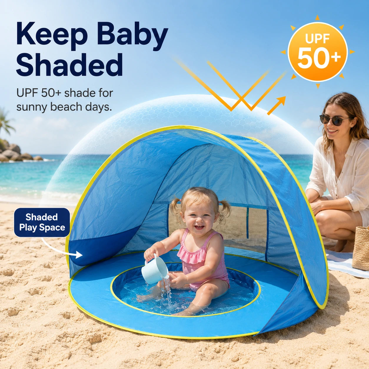 SplashBub™ Baby Beach Tent with Built-In Pool