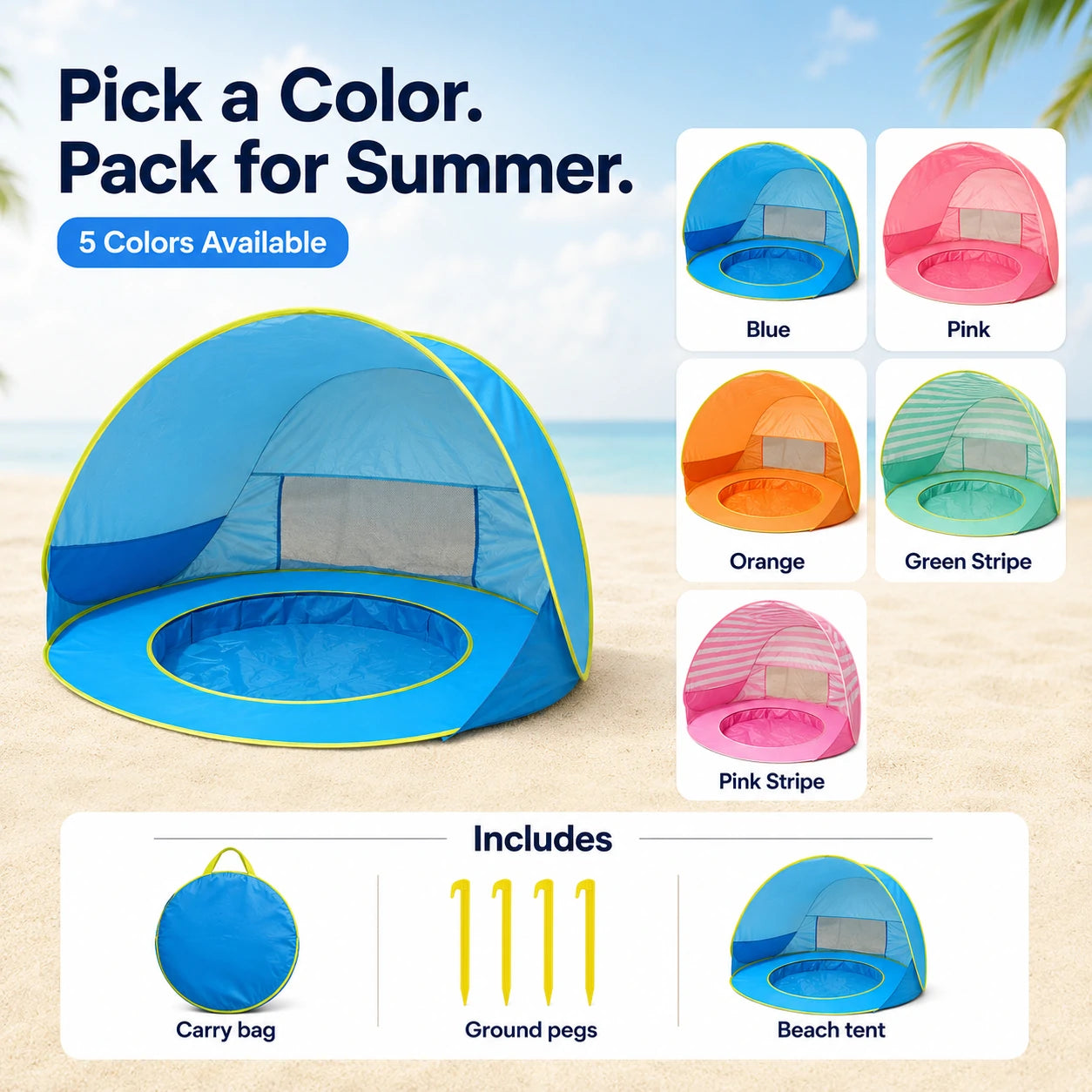 SplashBub™ Baby Beach Tent with Built-In Pool
